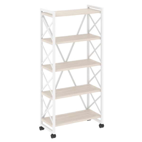 Стеллаж на колесных опорах-5 полок VR.L-MST.K-5.8 800x400x1704 (Денвер Светлый/Белый металл)