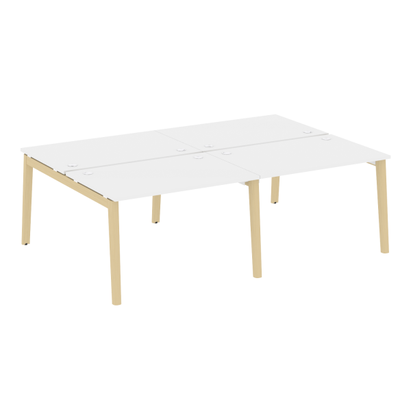 Рабочая станция на деревянных опорах Onix Wood OW.D.RS-4.2.8 2360x1635x750 (Белый Бриллиант/Дуб Светлый)