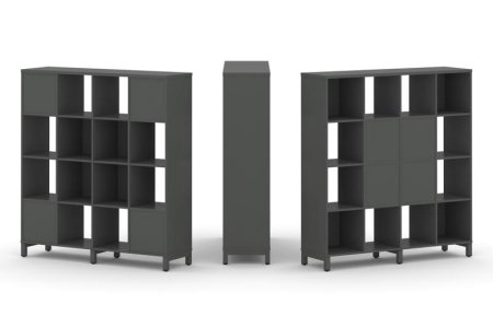 Набор стеллажа 2-х сторонний, 4 яруса SN.NSD-441 (1488х400х1615) (Антрацит/Металл Антрацит)