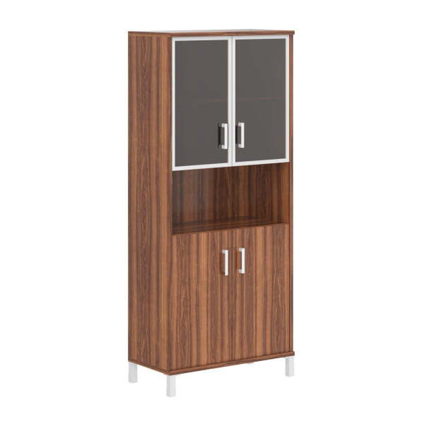 Шкаф широкий, глухие двери без замка+стекло в AL раме Born B-430.9 900x450x2054 (Орех Даллас)