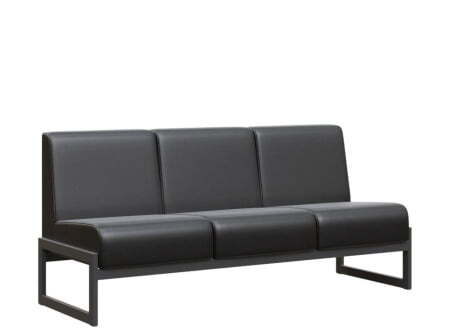 Диван трехместный MD.D3  (1855х700х700) (Oregon Черный арт.16/Чёрный металл)