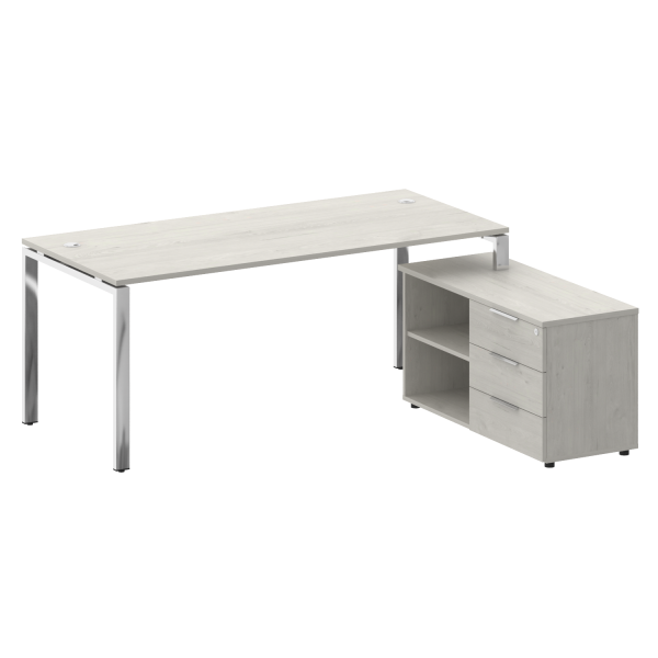 Стол для руководителя с тумбой правый БГ.СРТ-5.8 (R) 1900x1620x750 (Дуб Наварра/Нерж. Сталь)