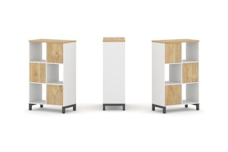 Набор стеллажа 1 сторонний, 3 яруса SN.NS-321 (754х400х1248) (Белый/Тиквуд Светлый/Металл Антрацит)