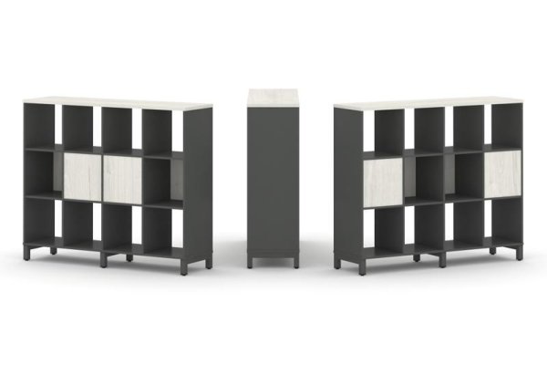 Набор стеллажа 2-х сторонний, 3 яруса SN.NSD-341 (1488х400х1248) (Антрацит/Дуб Наварра/Металл Антрацит)