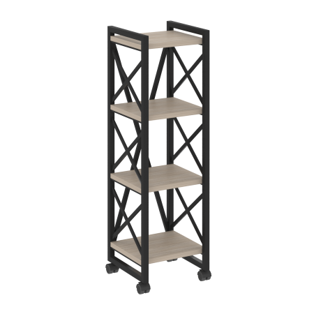 Стеллаж на колесных опорах-4 полки VR.L-MST.K-4.4 400x400x1334 (Дуб Аттик/Черный металл)