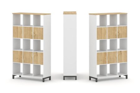 Набор стеллажа 2-х сторонний, 5 ярусов SN.NSD-531 (1121х400х1982) (Белый/Тиквуд Светлый/Металл Антрацит)