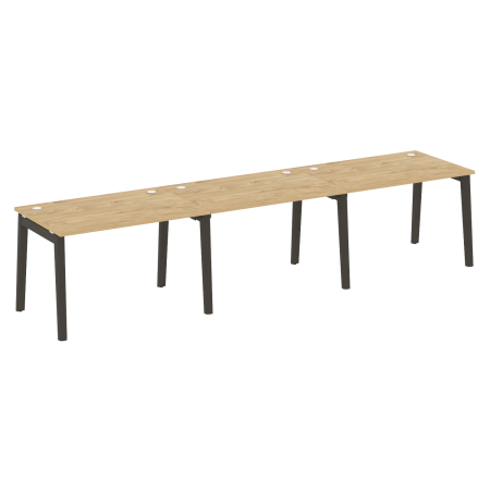 Рабочая станция на деревянных опорах Onix Wood OW.RS-3.2.8 3540x800x750 (Тиквуд Светлый/Дуб Темный)