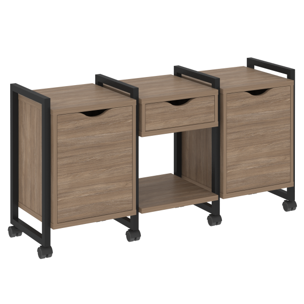 Тумба на колесных опорах наборная VR.L-TN-7.K 1440x460x767 (Дуб Аризона/Черный металл)