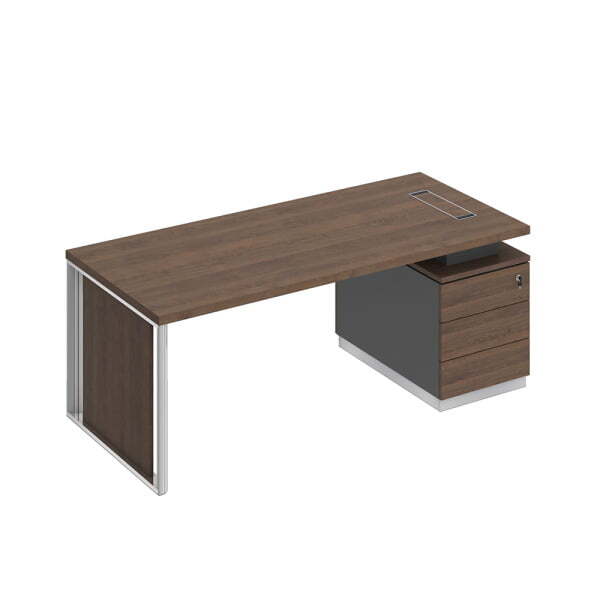 Стол на опорной тумбе с декоративной вставкой Bravo БР 110 2000x900x750 (Дуб гладстоун / Антрацит премиум / Дуб гладстоунСерый)