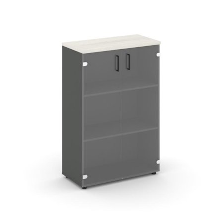 Шкаф средний широкий SN.STS.E-205 (796х400х1203) (Антрацит/Дуб Наварра/Прозрачный)