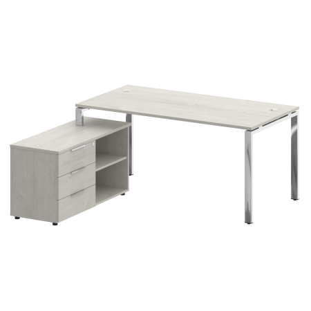 Стол для руководителя с тумбой левый БГ.СРТ-4.8 (L) 1700x1620x750 (Дуб Наварра/Нерж. Сталь)