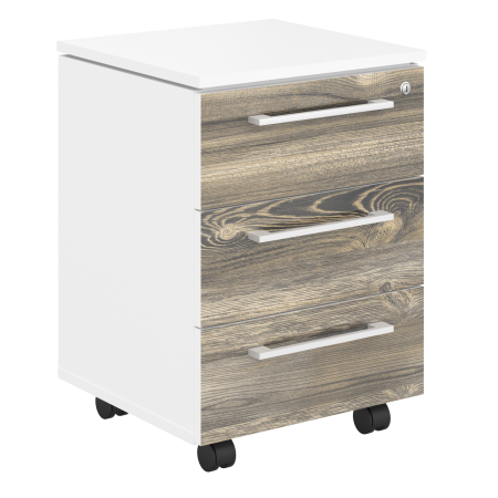 Тумба подкатная в кабинет руководителя серии Morris MMC-3D 465x450x652 (Дуб Базель/Белый)