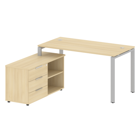 Рабочая станция с опорной тумбой левая Metal System Style БП.РС-СТС-2.3 Л 1500x1520x750 (Акация/Серый металл)