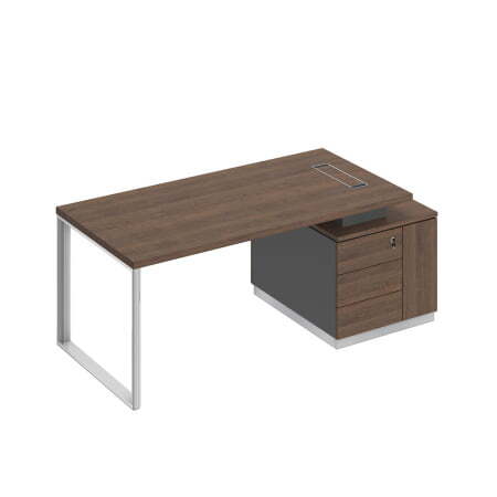 Стол руководителя на опорной тумбе левый Bravo БР 105 1980x900x750 (Дуб гладстоун / Антрацит премиум / Дуб гладстоунСерый)