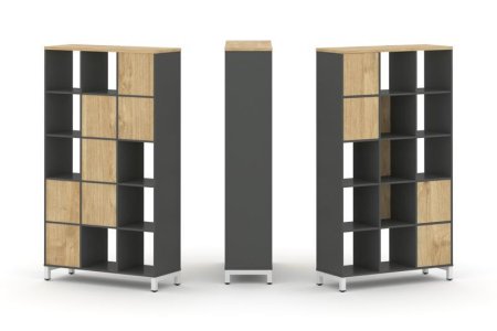 Набор стеллажа 1 сторонний, 5 ярусов SN.NS-531 (1121х400х1982) (Антрацит/Тиквуд Светлый/Металл Белый)