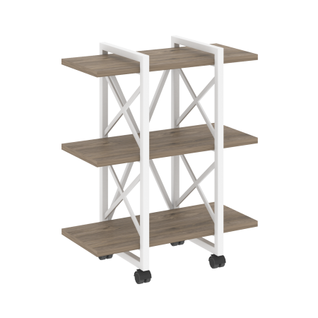 Стеллаж на колесных опорах-3 полки VR.L-MST.K-3.4V 800x400x968 (Тиквуд Темный/Белый металл)