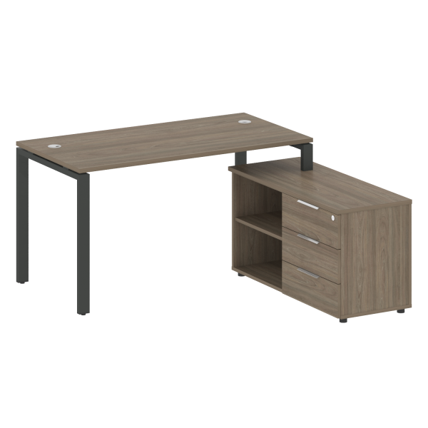 Рабочая станция с опорной тумбой правая Metal System Style БП.РС-СТС-2.3 Пр 1500x1520x750 (Вяз/Антрацит металл)