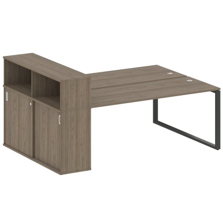 Рабочая станция с шкафом-купе на О-образном м/к Metal System Style БО.РС-СШК-2.5 Т 2210x1475x1098 (Вяз/Антрацит металл)