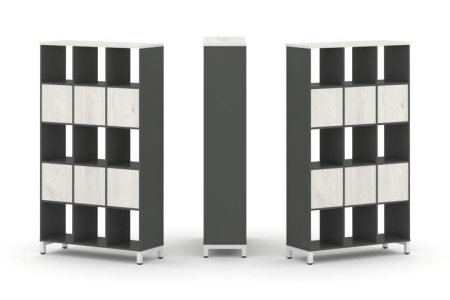 Набор стеллажа 2-х сторонний, 5 ярусов SN.NSD-531 (1121х400х1982) (Антрацит/Дуб Наварра/Металл Белый)