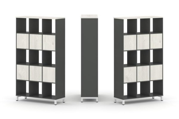 Набор стеллажа 2-х сторонний, 5 ярусов SN.NSD-531 (1121х400х1982) (Антрацит/Дуб Наварра/Металл Белый)