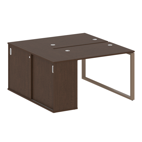 Рабочая станция с шкафом-купе на О-образном м/к Metal System Style БО.РС-СШК-1.1 Т 1410x1475x750 (Венге Цаво/Мокко металл)