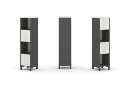 Набор стеллажа 2-х сторонний, 4 яруса SN.NSD-411 (387х400х1615) (Антрацит/Дуб Наварра/Металл Антрацит)