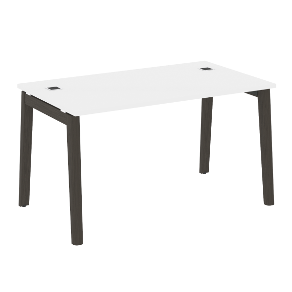 Стол руководителя на деревянных опорах Onix Wood Direct OW.SRR-3.8 1380x800x750 (Белый Бриллиант/Дуб Темный)