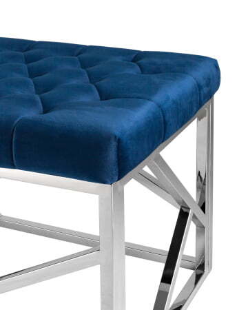 Банкетка-скамейка АРТ ДЕКО велюр синий сталь серебро (Банкетка Арт Деко синий)