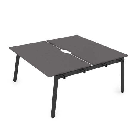 10БДНВ.289 Стол системы Бенч с вырезом, сдвоенный, на 2 рабочих места - начальный (1400x1635x750) (Graphit/Черный металл)
