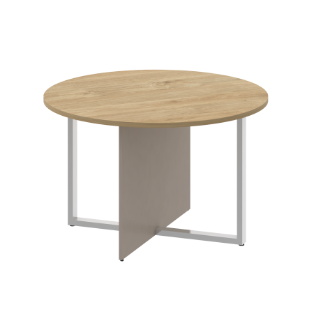 Стол переговорный, круглый Shift SK.SP-KR-120 (1200x1200x753) (Тиквуд Светлый-Капучино | Хром)