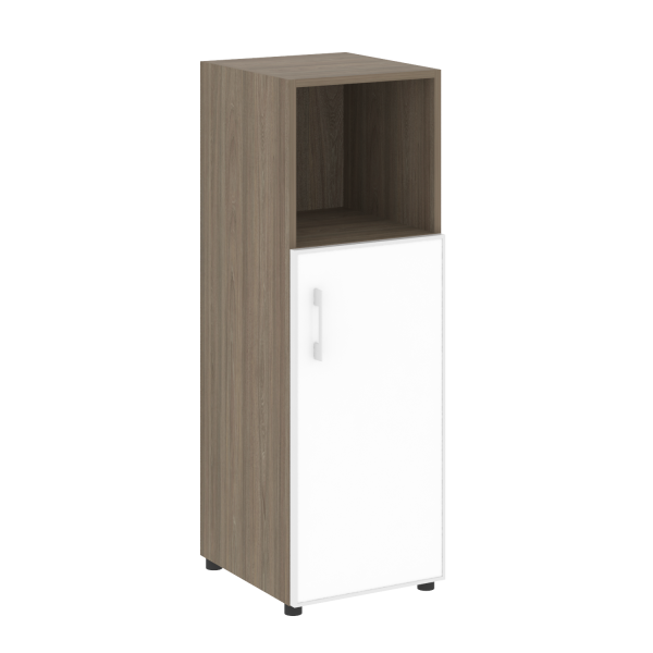 Шкаф для документов узкий со стеклом белым LT.SU-2.2 R (R) White (Вяз Благородный)