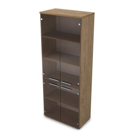 9Ш.005.10 Шкаф высокий со стеклом (800x450x2045) (Teakwood)