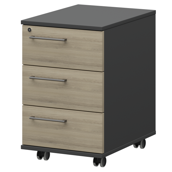 Тумба мобильная/подвесная правая Кортез KZT-61R 416x568x648 (Кронберг/Графит)