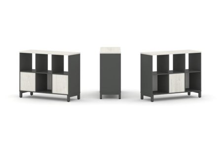 Набор стеллажа 2-х сторонний, 2 яруса SN.NSD-231 (1121х400х881) (Антрацит/Дуб Наварра/Металл Антрацит)