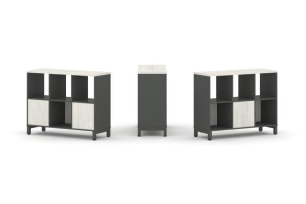 Набор стеллажа 2-х сторонний, 2 яруса SN.NSD-231 (1121х400х881) (Антрацит/Дуб Наварра/Металл Антрацит)