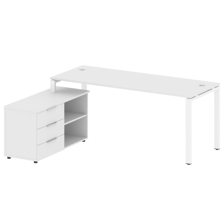 Рабочая станция с опорной тумбой левая Metal System Style БП.РС-СТС-2.5 Л 1900x1520x750 (Белый/Белый металл)