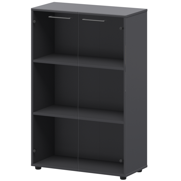 Шкаф средний со стеклом Кортез СМШ38S 792x380x1190 (Графит)