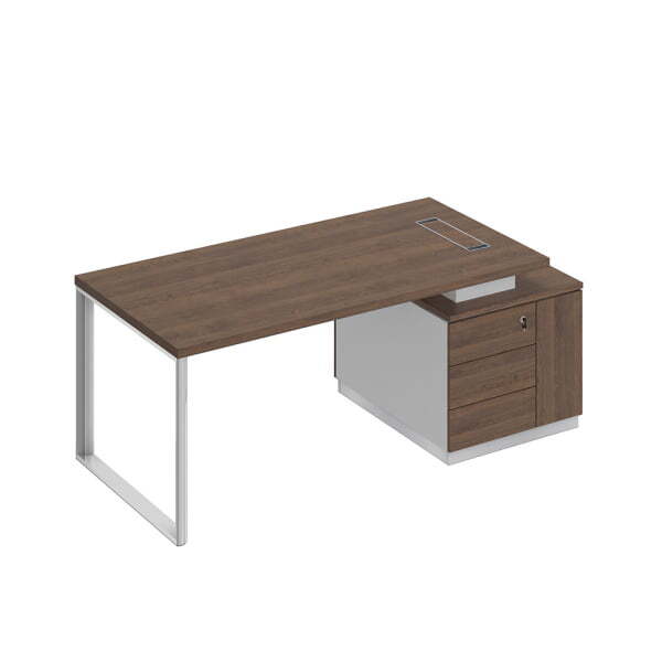 Стол руководителя на опорной тумбе правый Bravo БР 105 1980x900x750 (Дуб гладстоун / Белый премиум / Дуб гладстоунСерый)