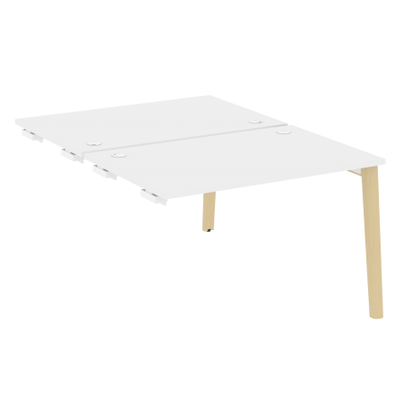 Стол-приставка двойной на деревянных опорах Onix Wood OW.D.SPR-2.8 1180x1635x750 (Белый Бриллиант/Дуб Светлый)