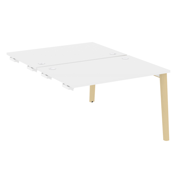 Стол-приставка двойной на деревянных опорах Onix Wood OW.D.SPR-2.8 1180x1635x750 (Белый Бриллиант/Дуб Светлый)