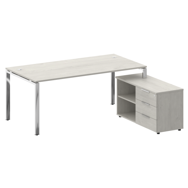 Стол для руководителя с тумбой правый БГ.СРТ-5.9 (R) 1900x1720x750 (Дуб Наварра/Нерж. Сталь)