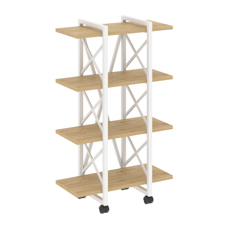 Стеллаж на колесных опорах-4 полки VR.L-MST.K-4.4V 800x400x1334 (Тиквуд Светлый/Белый металл)