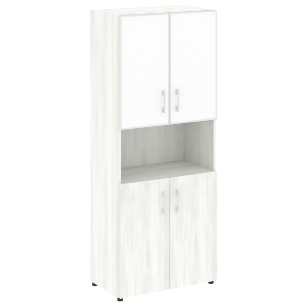 Шкаф для документов с нишей со стеклом белым LT.ST-1.4 R White (Снежная Патина)