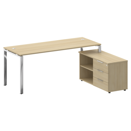 Стол для руководителя с тумбой правый БГ.СРТ-5.7 (R) 1900x1520x750 (Акация Лорка/Нерж. Сталь)