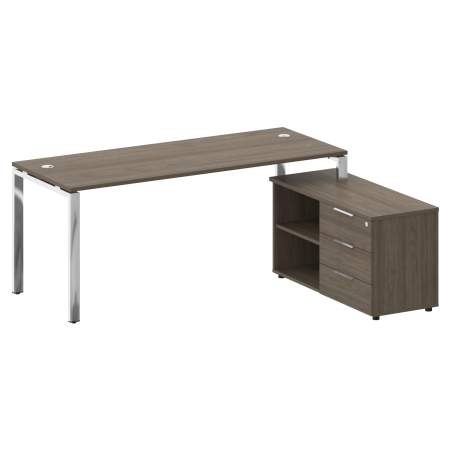 Стол для руководителя с тумбой правый БГ.СРТ-5.7 (R) 1900x1520x750 (Вяз Благородный/Нерж. Сталь)