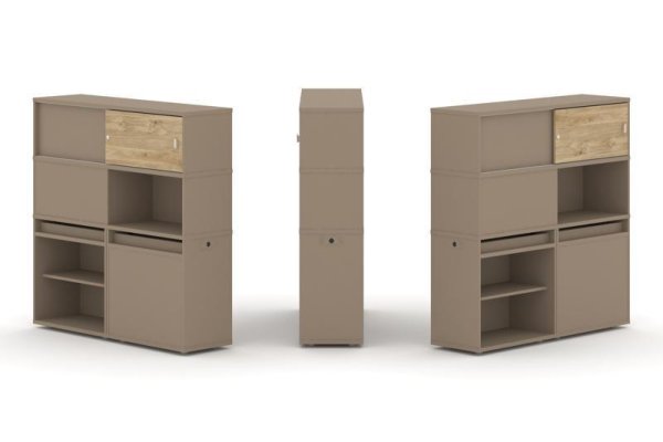 Тумба двойная + высокая надставка ES.NB.2V-28 (1500х410х1520) (Латте/Тиквуд Светлый)