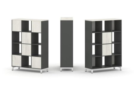 Набор стеллажа 1 сторонний, 4 яруса SN.NS-431 (1121х400х1615) (Антрацит/Дуб Наварра/Металл Белый)