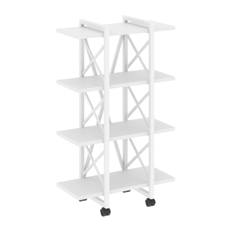 Стеллаж на колесных опорах-4 полки VR.L-MST.K-4.4V 800x400x1334 (Белый Бриллиант/Белый металл)