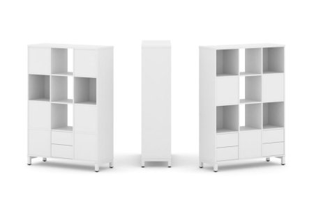 Набор стеллажа 2-х сторонний, 4 яруса SN.NSD-431 (1121х400х1615) (Белый/Металл Белый)