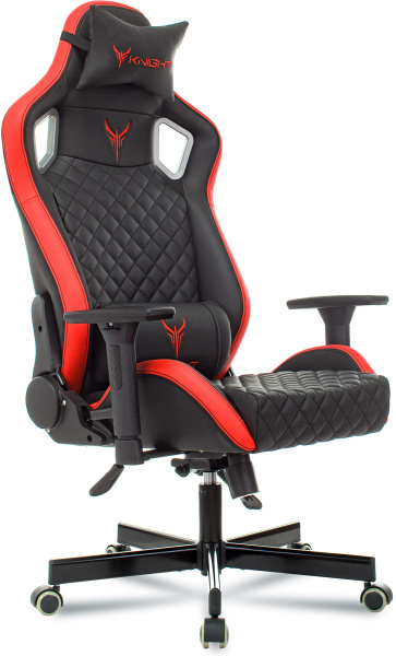 Кресло игровое Knight Outrider черный/красный ромбик эко.кожа с подголов. крестов. металл (Черный | Красный)